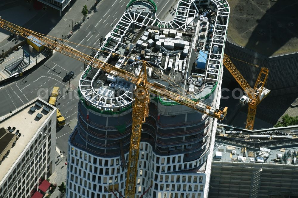 Aerial photograph Berlin - Construction of high-rise commercial building, Upper West on the Breitscheidplatz in Berlin-Charlottenburg