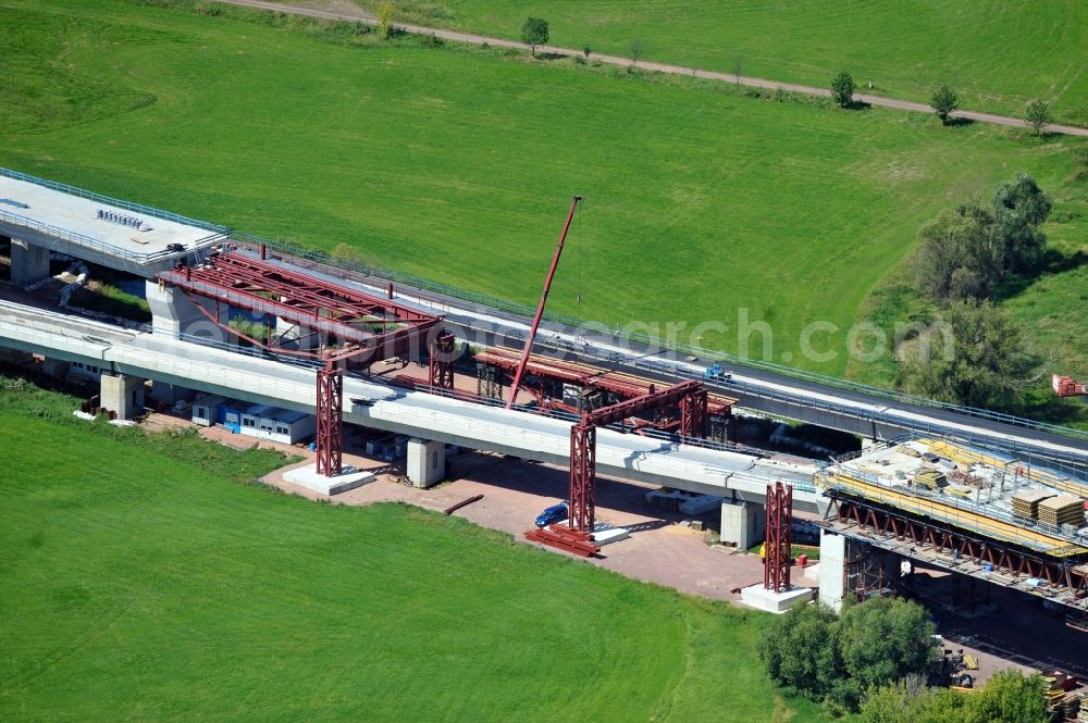 Aerial image Osendorf - View of construction site of the ICE track construction in Osendorf in Saxony-Anhalt