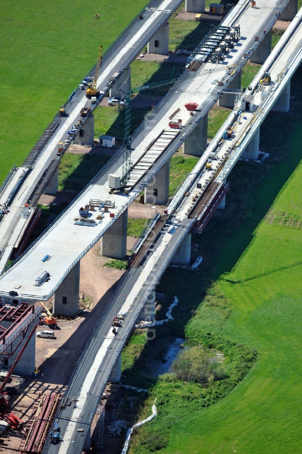 Osendorf from above - View of construction site of the ICE track construction in Osendorf in Saxony-Anhalt