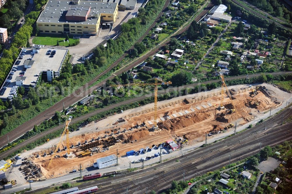 Aerial image Frankfurt am Main - Constration site of the new build ICE plant in the district Griesheim of Frankfurt at the Main in Hesse