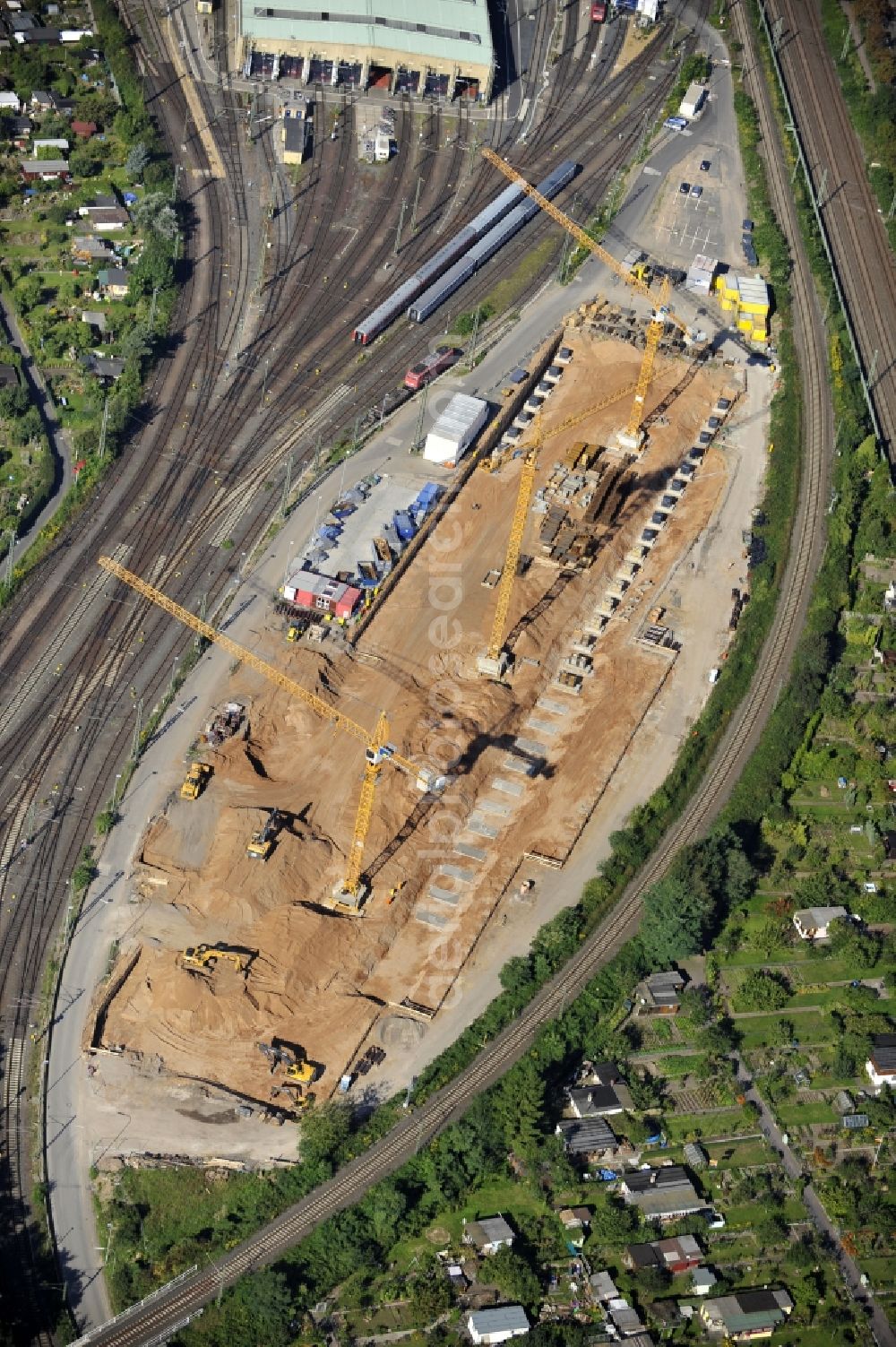 Aerial photograph Frankfurt am Main - Constration site of the new build ICE plant in the district Griesheim of Frankfurt at the Main in Hesse