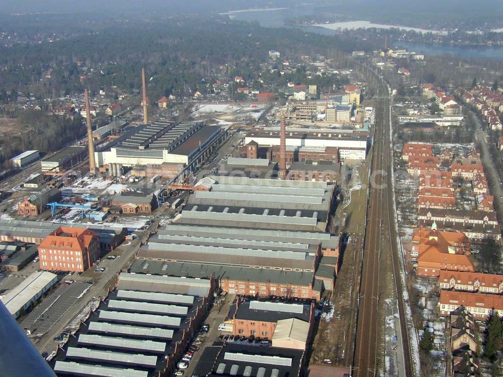 Wildau/Brandenburg from the bird's eye view: Baustelle im Industriegebiet Wildau am südlichen Berliner Ring im Bundesland Brandenburg Pilot: Grahn