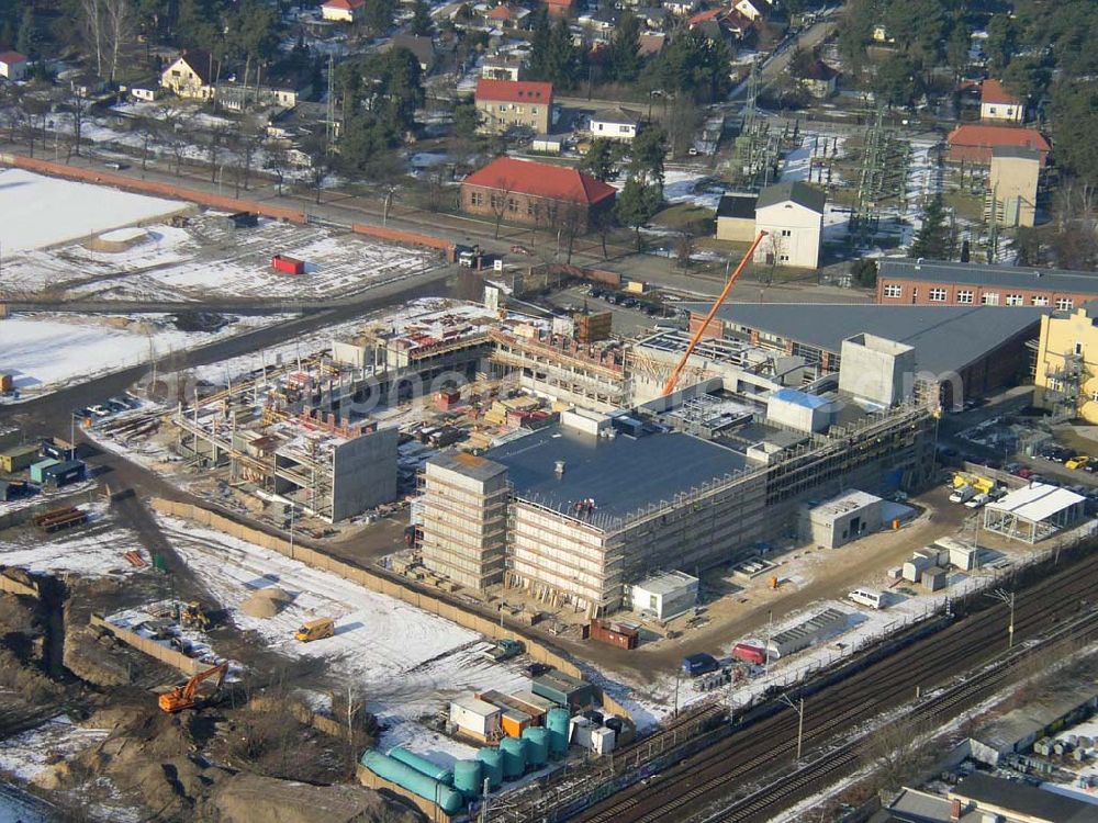 Aerial image Wildau/Brandenburg - Baustelle im Industriegebiet Wildau am südlichen Berliner Ring im Bundesland Brandenburg Pilot: Grahn