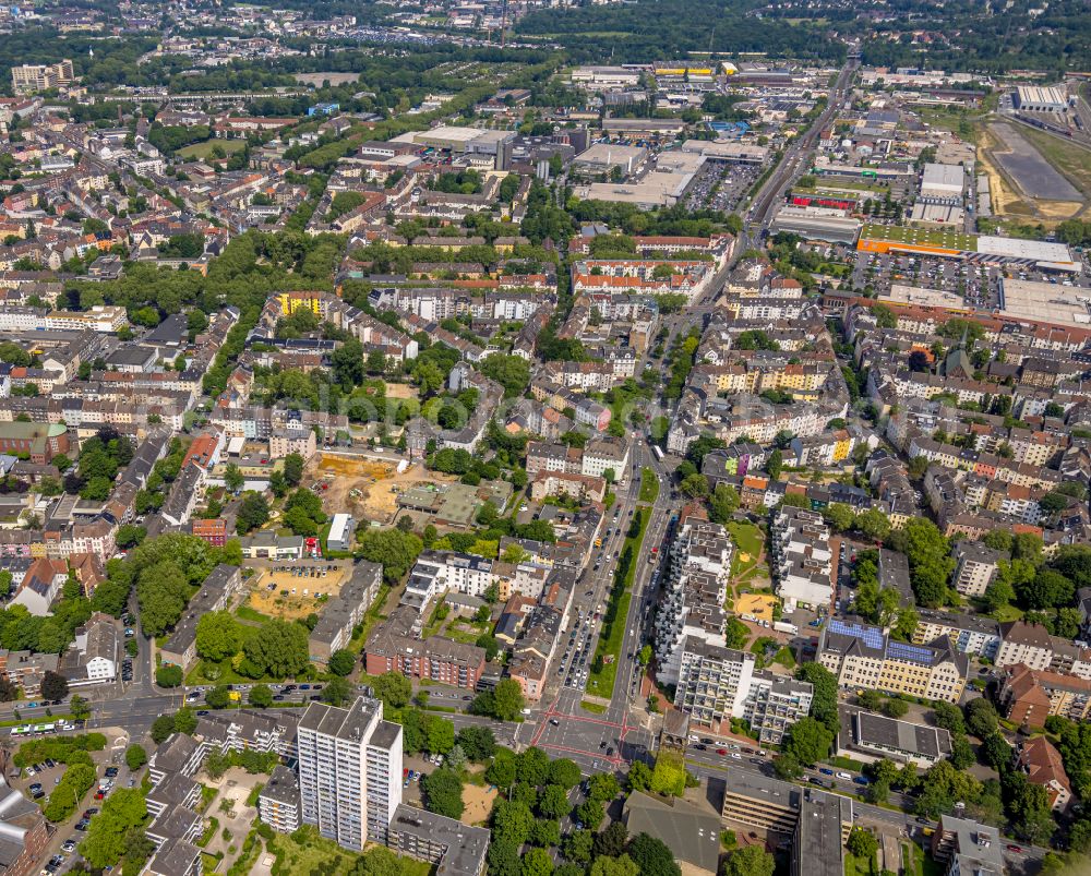 Aerial photograph Dortmund - New construction site for the construction of a kindergarten building and Nursery school on street Heroldstrasse on street Werner Hellweg - Heroldstrasse in Dortmund at Ruhrgebiet in the state North Rhine-Westphalia, Germany