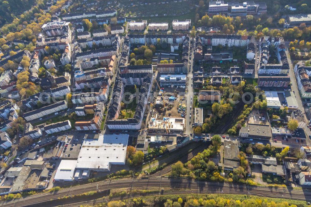 Aerial image Hagen - New construction site for the construction of a kindergarten building and Nursery school on street Ewaldstrasse on street Ewaldstrasse in Hagen at Ruhrgebiet in the state North Rhine-Westphalia, Germany