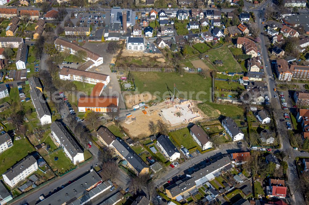 Aerial photograph Werl - New construction site for the construction of a kindergarten building and Nursery school on the Kastanienallee in the district Westoennen in Werl at Ruhrgebiet in the state North Rhine-Westphalia, Germany