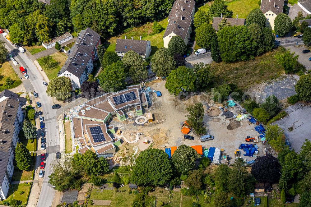 Velbert from above - New construction site for the construction of a kindergarten building and Nursery school on street Fontanestrasse in Velbert in the state North Rhine-Westphalia, Germany