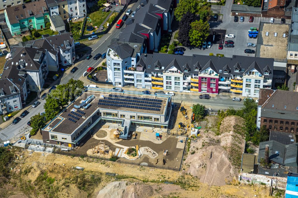 Aerial photograph Velbert - New construction site for the construction of a kindergarten building and Nursery school on street Sternbergstrasse in Velbert in the state North Rhine-Westphalia, Germany