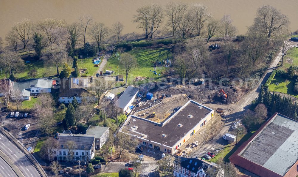 Aerial image Werden - New construction site for the construction of a kindergarten building and Nursery school on street Im Loewental in Werden at Ruhrgebiet in the state North Rhine-Westphalia, Germany