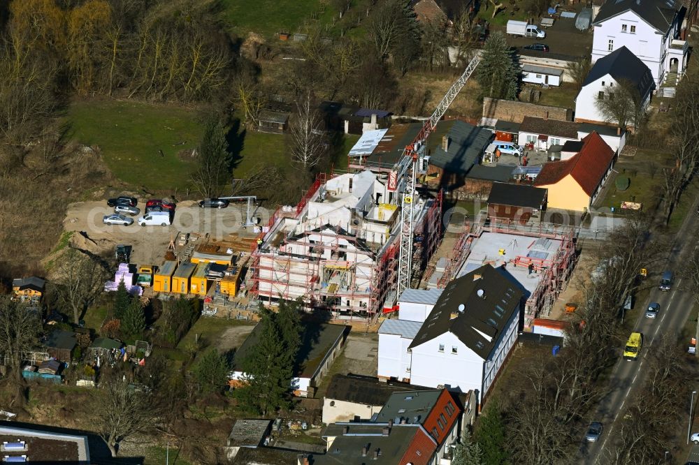 Aerial image Werneuchen - New construction site for the construction of a kindergarten building and Nursery school on Freienwalder Strasse in Werneuchen in the state Brandenburg, Germany