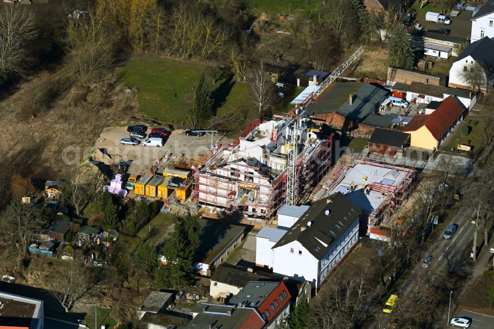 Aerial photograph Werneuchen - New construction site for the construction of a kindergarten building and Nursery school on Freienwalder Strasse in Werneuchen in the state Brandenburg, Germany