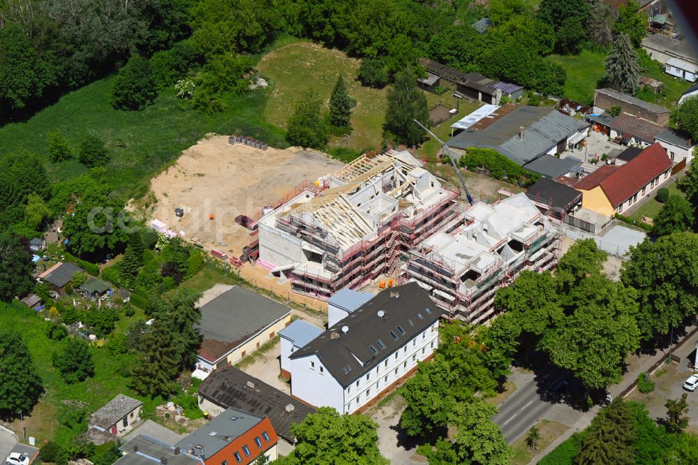 Werneuchen from above - New construction site for the construction of a kindergarten building and Nursery school on Freienwalder Strasse in Werneuchen in the state Brandenburg, Germany