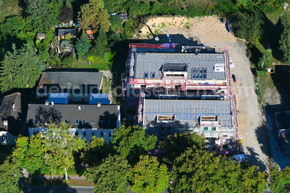 Aerial photograph Werneuchen - New construction site for the construction of a kindergarten building and Nursery school on Freienwalder Strasse in Werneuchen in the state Brandenburg, Germany