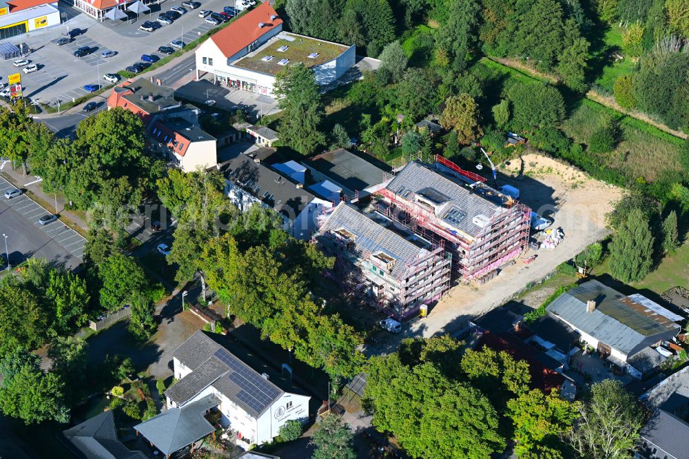 Werneuchen from the bird's eye view: New construction site for the construction of a kindergarten building and Nursery school on Freienwalder Strasse in Werneuchen in the state Brandenburg, Germany