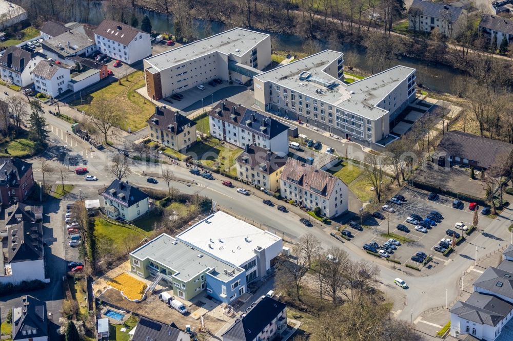 Aerial image Arnsberg - New construction site for the construction of a kindergarten building and Nursery school Martin-Luther Kindergarten am Wintroper Weg in Arnsberg at Sauerland in the state North Rhine-Westphalia, Germany