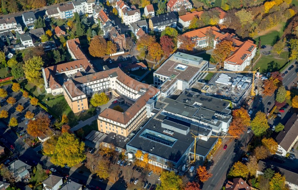 Aerial image Hamm - Construction site at the hospital grounds of the clinic sankt Marien Hospital in the Knappenstrasse in Hamm in the state North Rhine-Westphalia