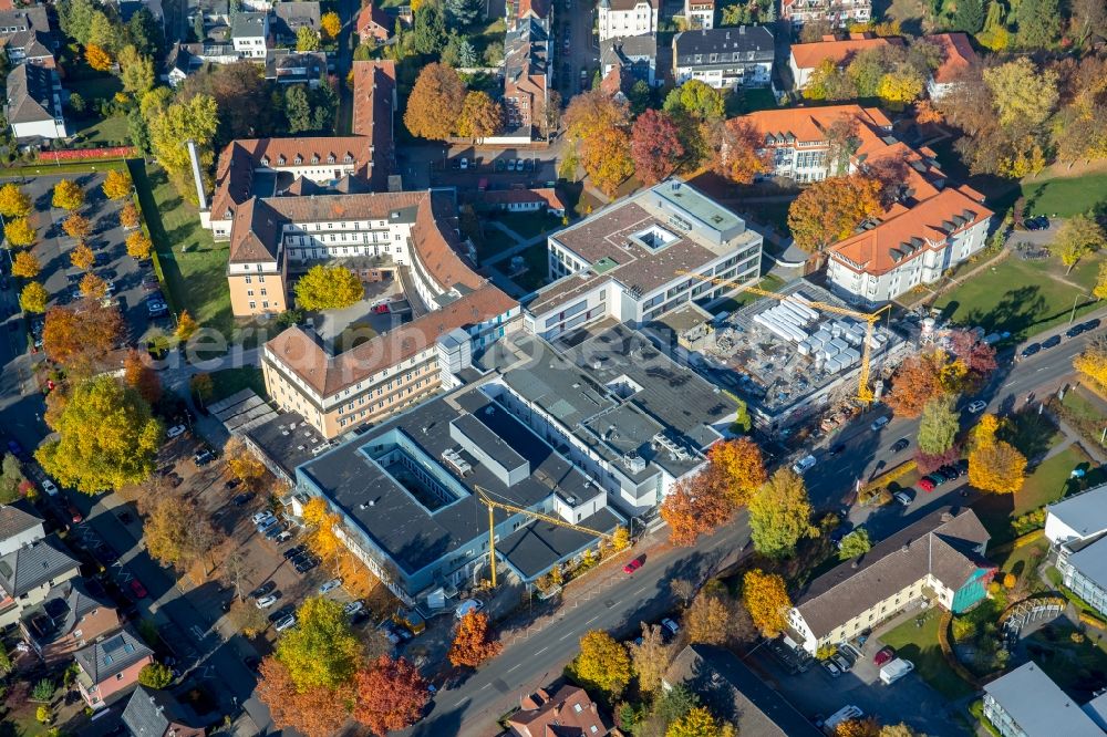 Aerial photograph Hamm - Construction site at the hospital grounds of the clinic sankt Marien Hospital in the Knappenstrasse in Hamm in the state North Rhine-Westphalia