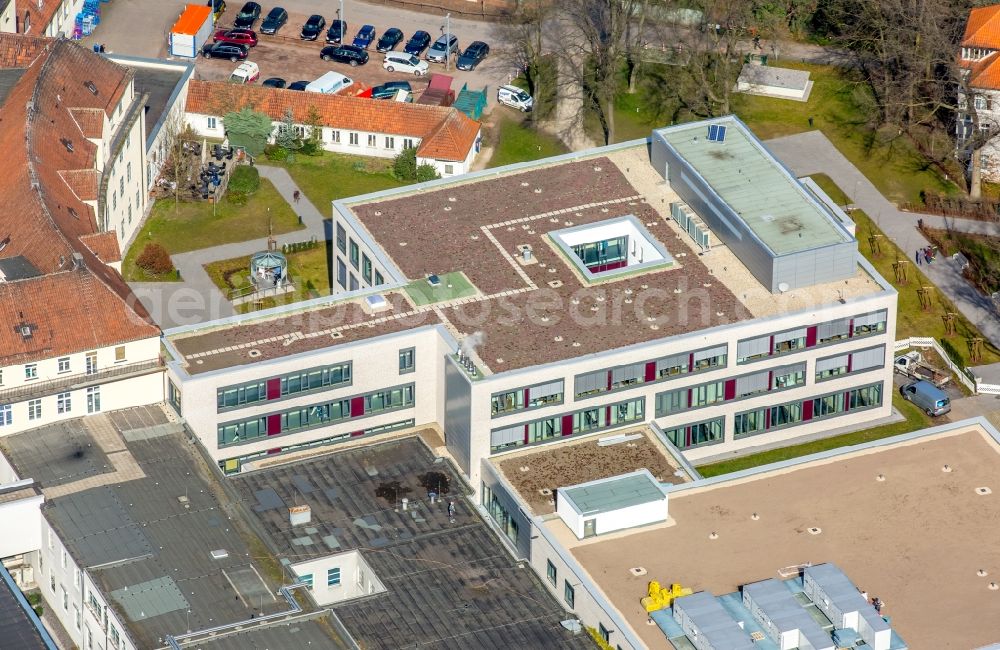 Aerial photograph Hamm - Construction site at the hospital grounds of the clinic sankt Marien Hospital in the Knappenstrasse in Hamm in the state North Rhine-Westphalia