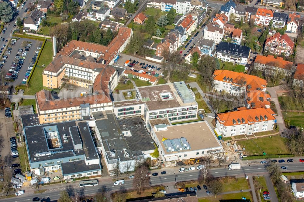 Hamm from above - Construction site at the hospital grounds of the clinic sankt Marien Hospital in the Knappenstrasse in Hamm in the state North Rhine-Westphalia