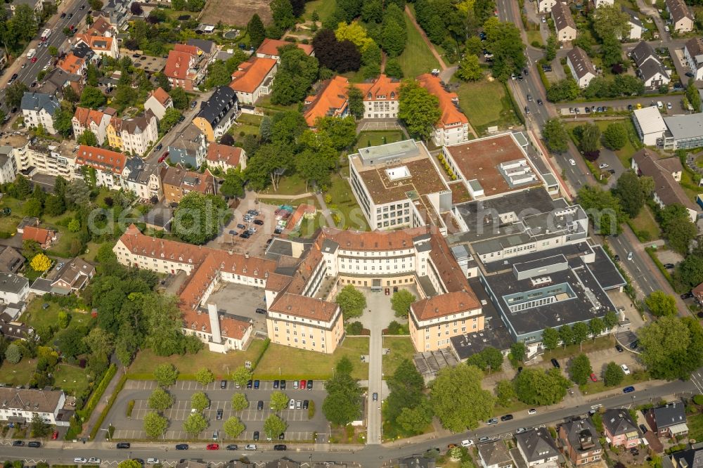 Aerial photograph Hamm - Hospital grounds of the clinic sankt Marien Hospital in the Knappenstrasse in Hamm in the state North Rhine-Westphalia