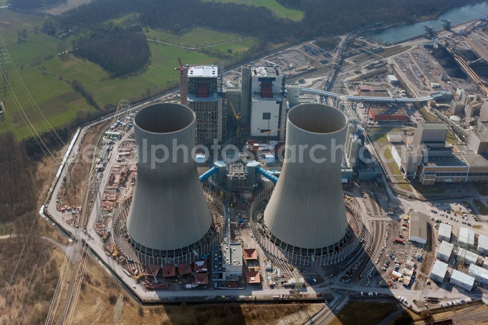 Aerial image Hamm - Construction site at the powerhouse / coal power station in the district Hamm-Uentrop with the former nuclear power station NPS / atomic plant THTR-300 in North Rhine-Westphalia