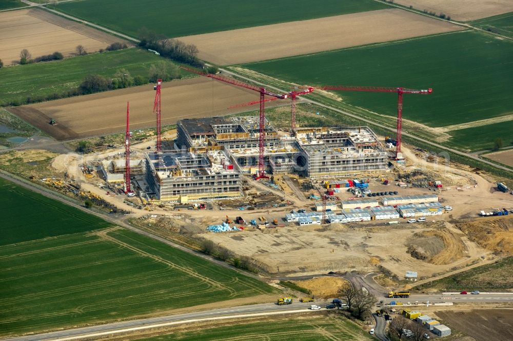 Aerial image Obernkirchen - Construction site on the hospital grounds to build a new hospital for the total Schaumburg district of Upper churches in Lower Saxony