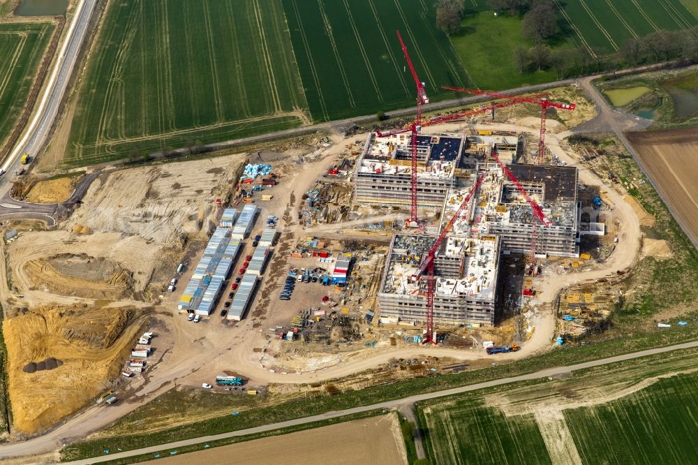 Aerial image Obernkirchen - Construction site on the hospital grounds to build a new hospital for the total Schaumburg district of Upper churches in Lower Saxony