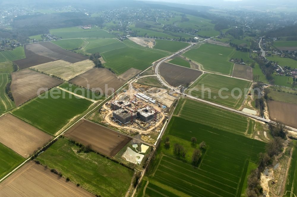 Aerial photograph Obernkirchen - Construction site on the hospital grounds to build a new hospital for the total Schaumburg district of Upper churches in Lower Saxony