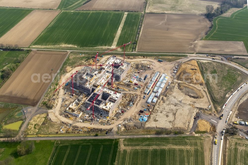 Aerial image Obernkirchen - Construction site on the hospital grounds to build a new hospital for the total Schaumburg district of Upper churches in Lower Saxony