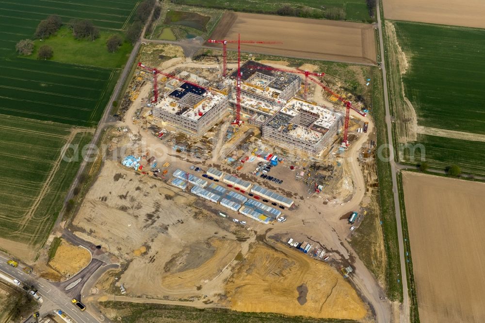 Aerial image Obernkirchen - Construction site on the hospital grounds to build a new hospital for the total Schaumburg district of Upper churches in Lower Saxony