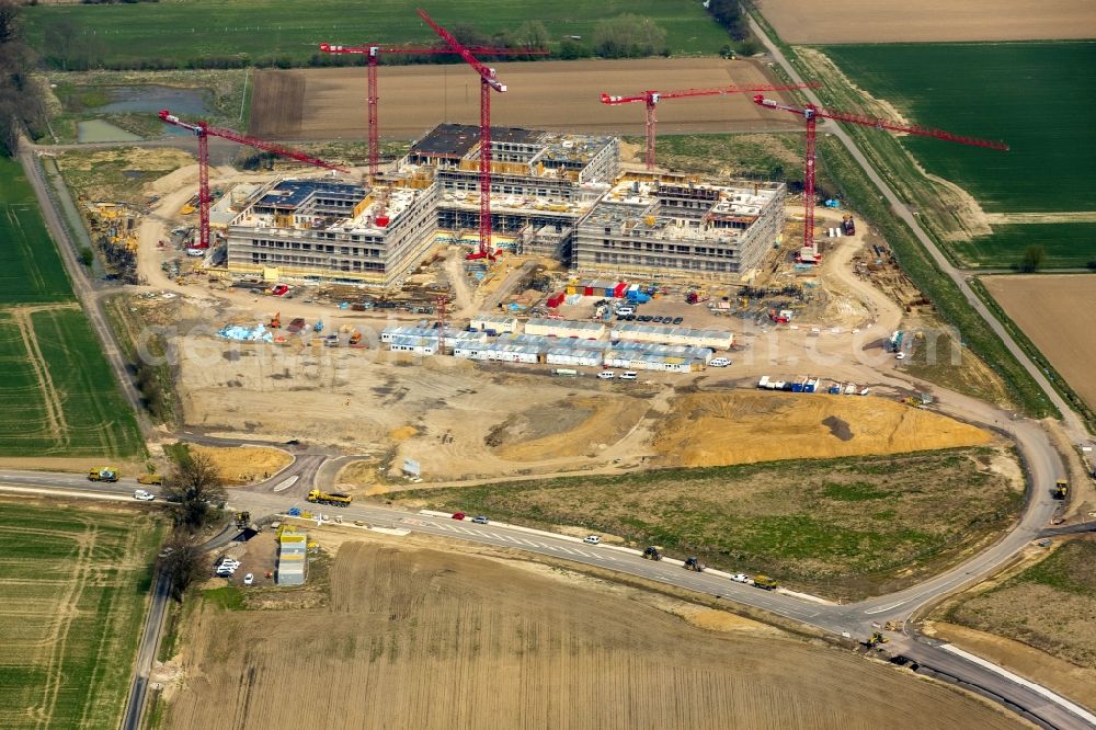 Aerial photograph Obernkirchen - Construction site on the hospital grounds to build a new hospital for the total Schaumburg district of Upper churches in Lower Saxony