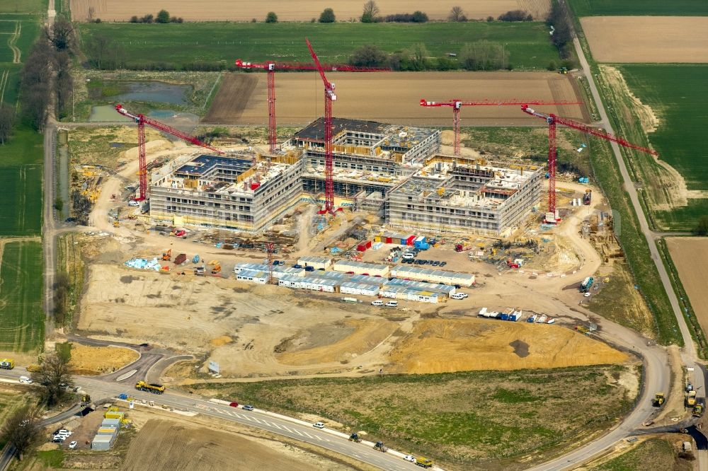 Aerial image Obernkirchen - Construction site on the hospital grounds to build a new hospital for the total Schaumburg district of Upper churches in Lower Saxony