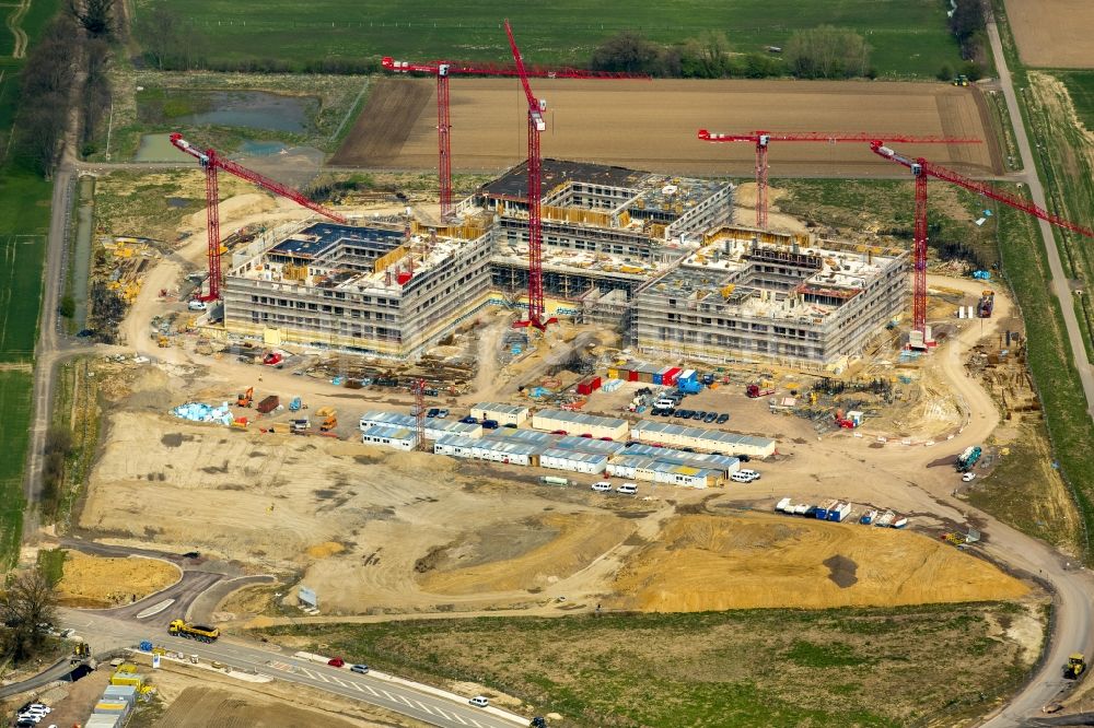 Aerial photograph Obernkirchen - Construction site on the hospital grounds to build a new hospital for the total Schaumburg district of Upper churches in Lower Saxony