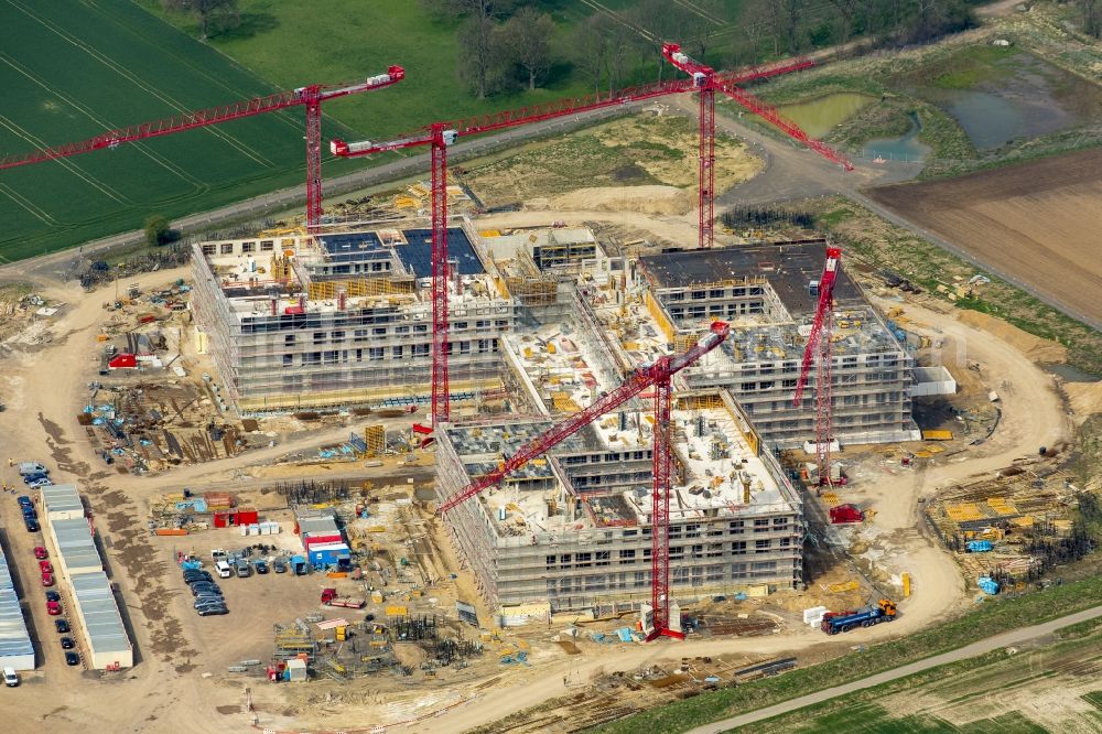 Aerial photograph Obernkirchen - Construction site on the hospital grounds to build a new hospital for the total Schaumburg district of Upper churches in Lower Saxony