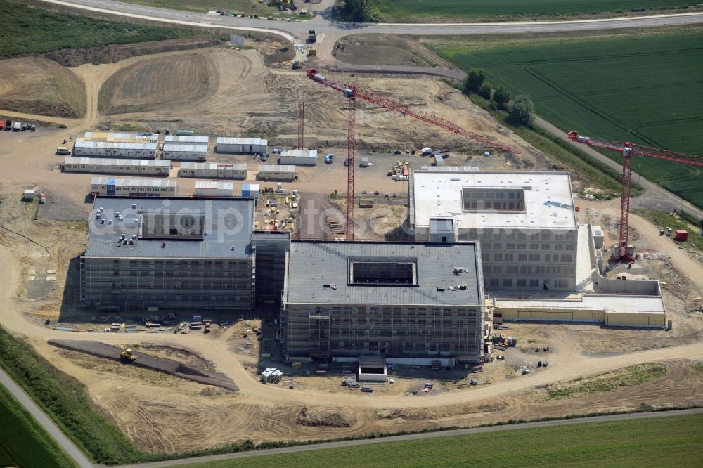 Obernkirchen from above - Construction site on the hospital grounds to build a new hospital for the total Schaumburg district of Upper churches in Lower Saxony