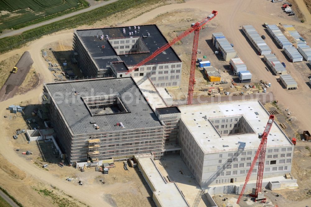 Aerial photograph Obernkirchen - Construction site on the hospital grounds to build a new hospital for the total Schaumburg district of Upper churches in Lower Saxony