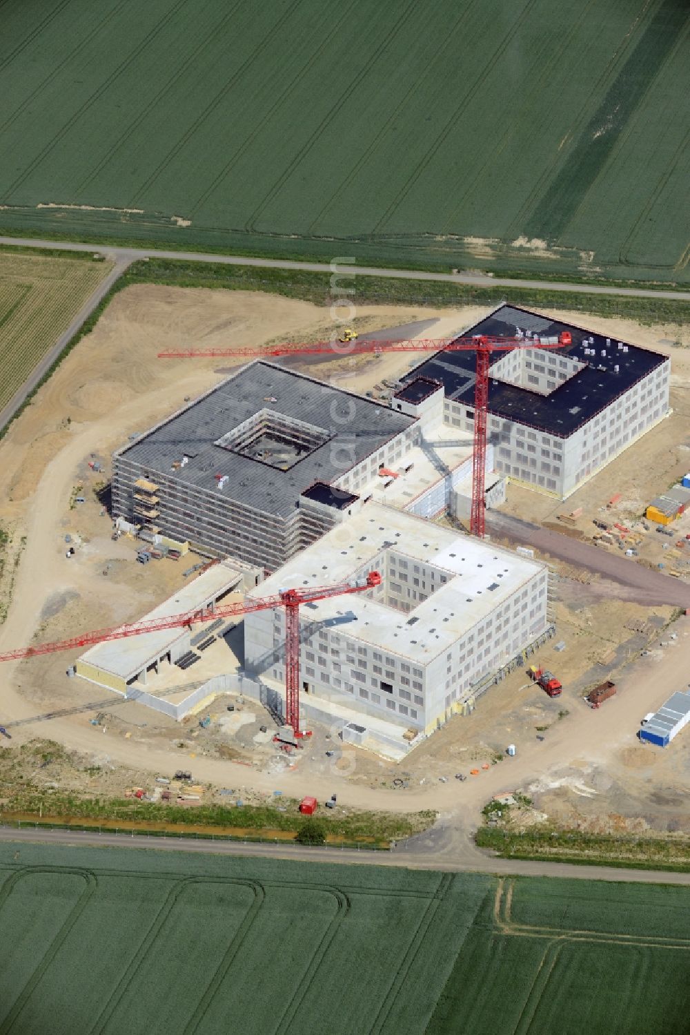 Aerial photograph Obernkirchen - Construction site on the hospital grounds to build a new hospital for the total Schaumburg district of Upper churches in Lower Saxony