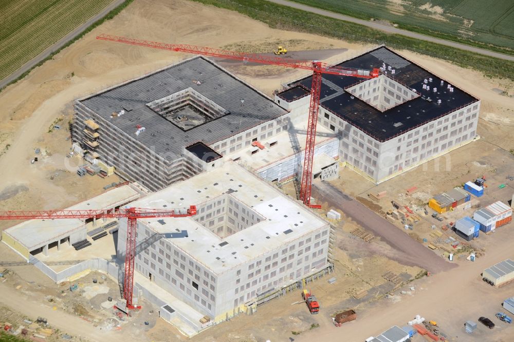 Obernkirchen from above - Construction site on the hospital grounds to build a new hospital for the total Schaumburg district of Upper churches in Lower Saxony