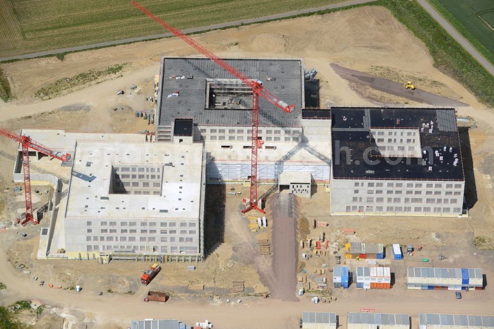 Aerial photograph Obernkirchen - Construction site on the hospital grounds to build a new hospital for the total Schaumburg district of Upper churches in Lower Saxony