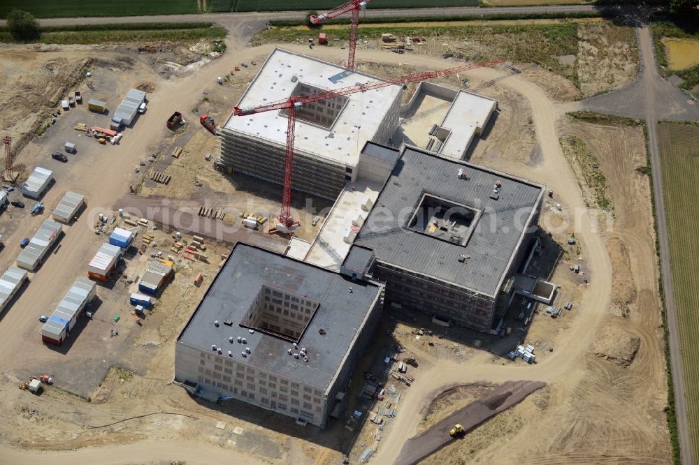 Aerial image Obernkirchen - Construction site on the hospital grounds to build a new hospital for the total Schaumburg district of Upper churches in Lower Saxony