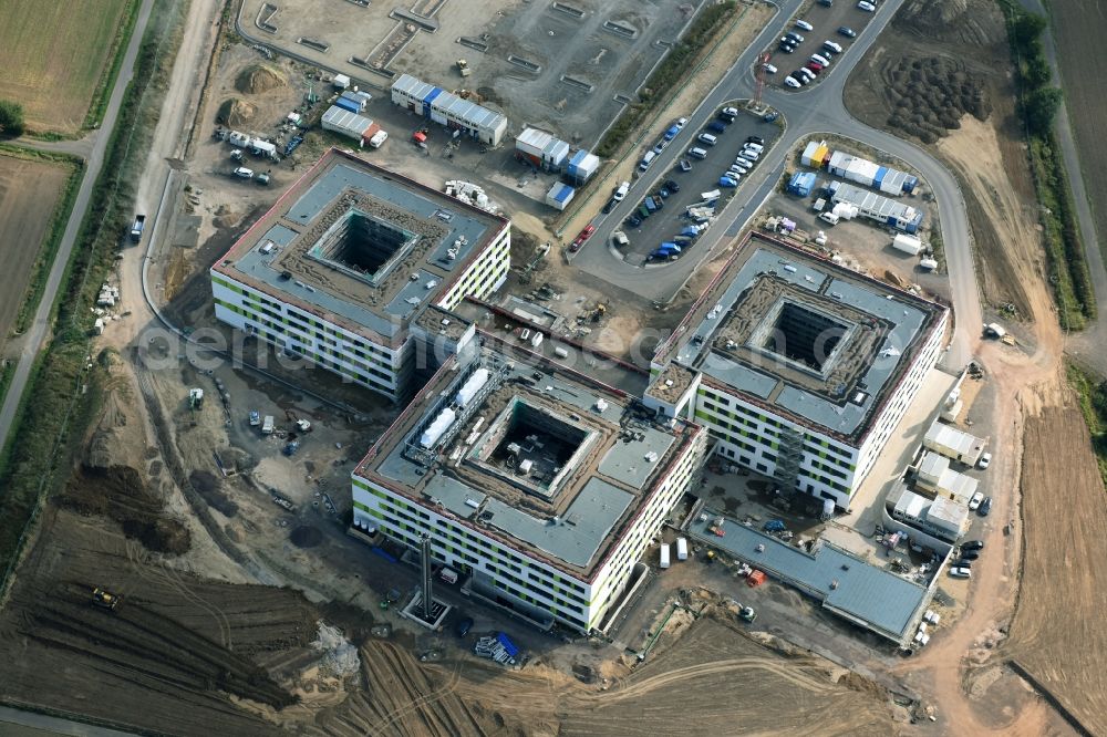 Aerial photograph Obernkirchen - Construction site on the hospital grounds to build a new hospital for the total Schaumburg district of Upper churches in Lower Saxony