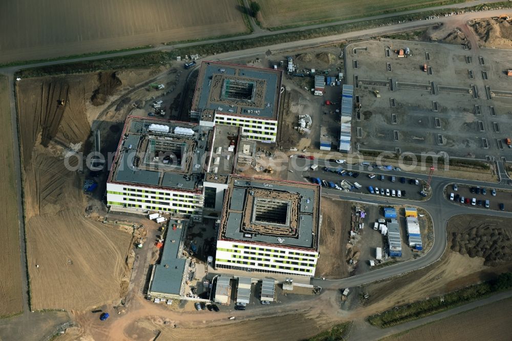 Aerial image Obernkirchen - Construction site on the hospital grounds to build a new hospital for the total Schaumburg district of Upper churches in Lower Saxony