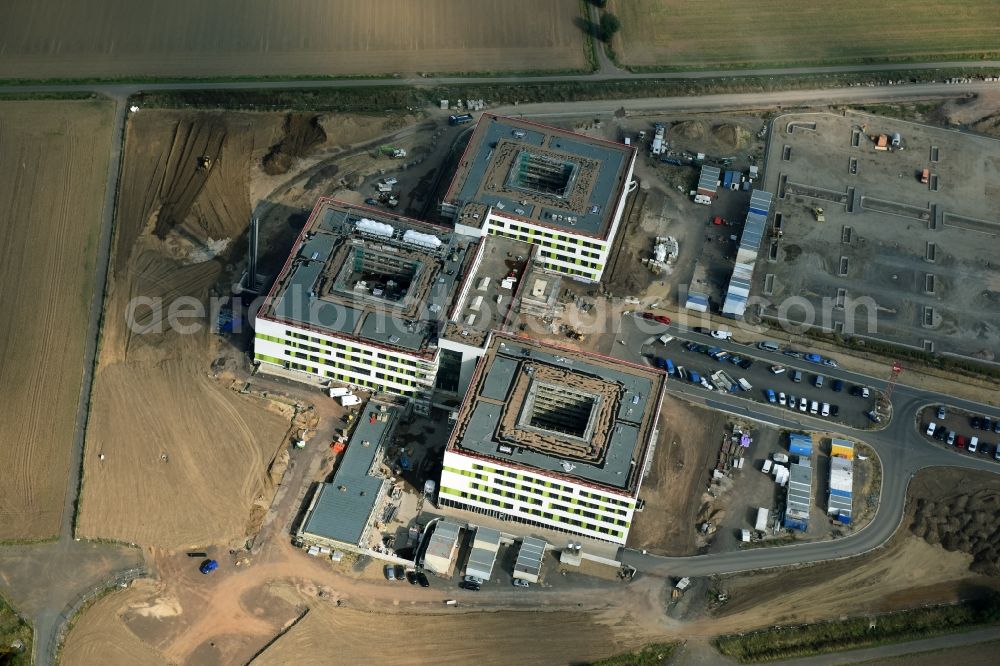 Aerial photograph Obernkirchen - Construction site on the hospital grounds to build a new hospital for the total Schaumburg district of Upper churches in Lower Saxony