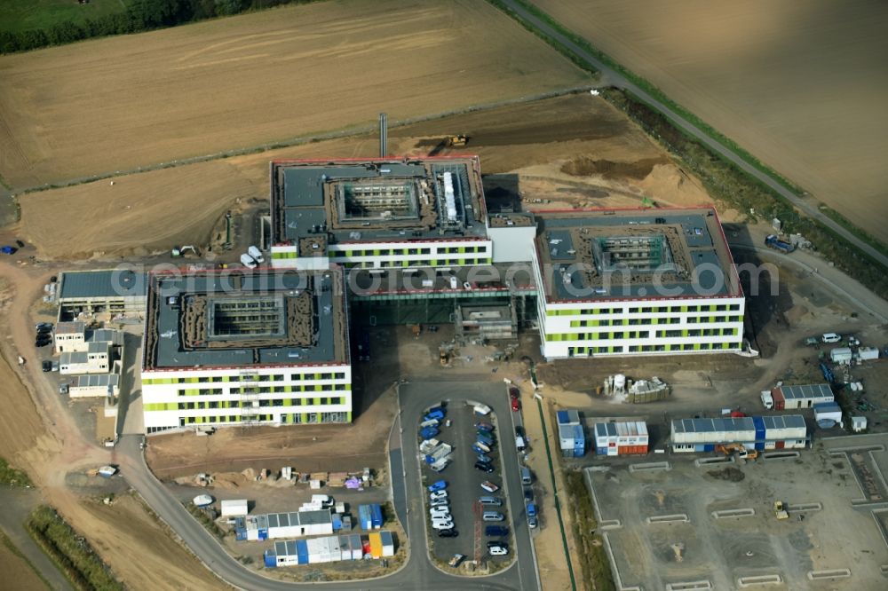 Aerial image Obernkirchen - Construction site on the hospital grounds to build a new hospital for the total Schaumburg district of Upper churches in Lower Saxony