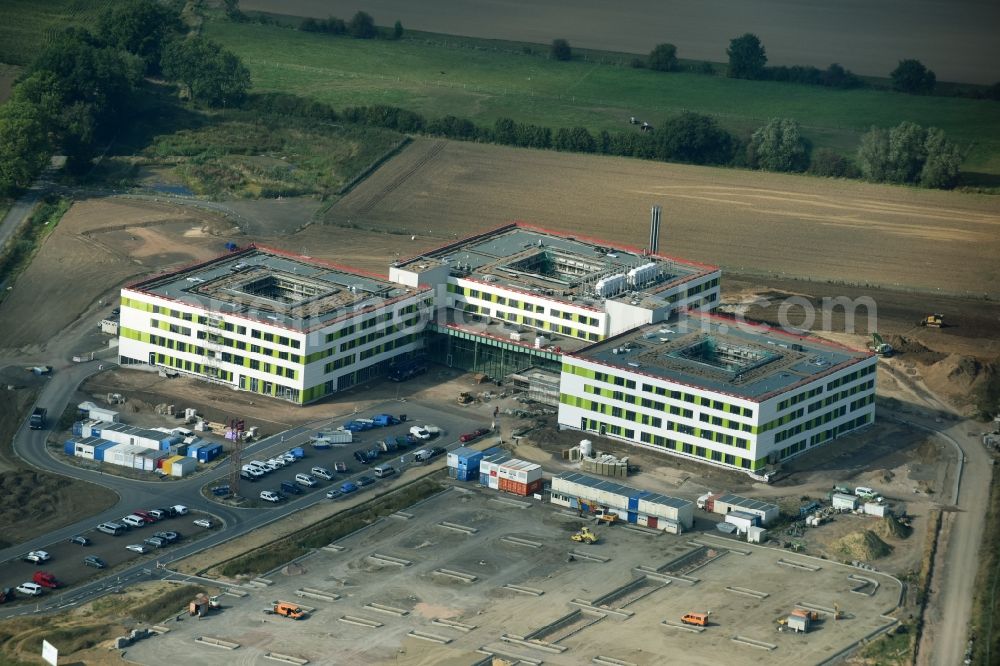 Aerial photograph Obernkirchen - Construction site on the hospital grounds to build a new hospital for the total Schaumburg district of Upper churches in Lower Saxony