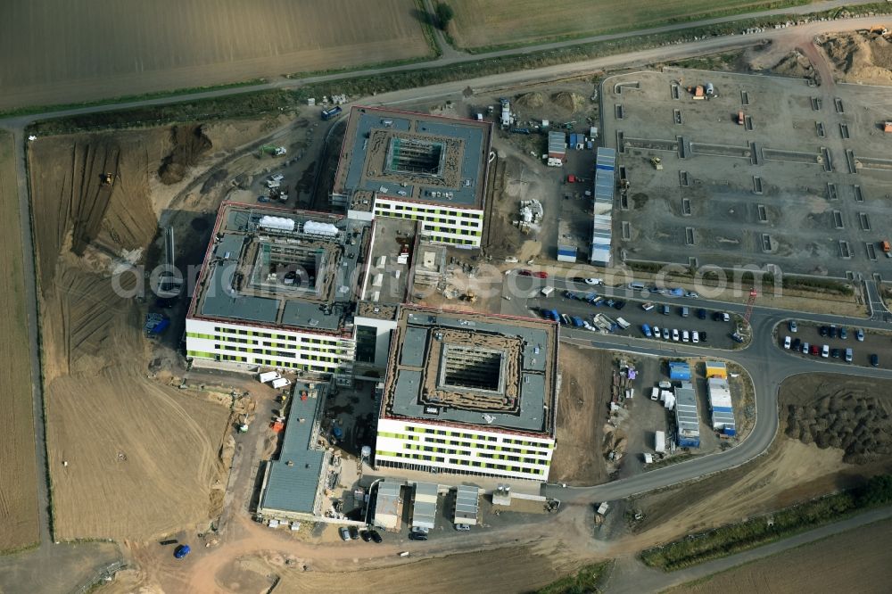 Aerial image Obernkirchen - Construction site on the hospital grounds to build a new hospital for the total Schaumburg district of Upper churches in Lower Saxony