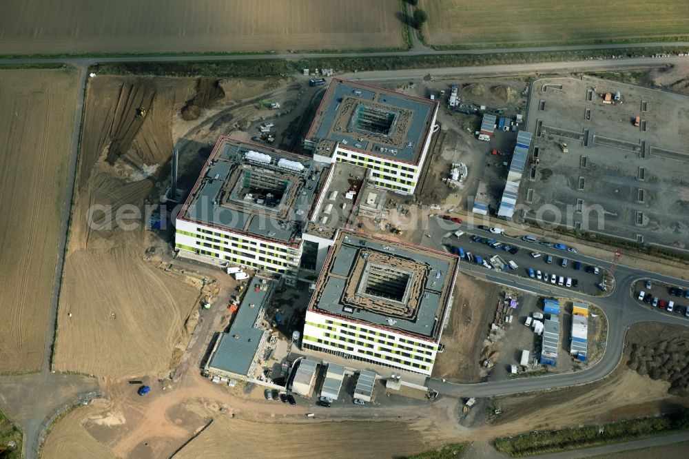 Aerial photograph Obernkirchen - Construction site on the hospital grounds to build a new hospital for the total Schaumburg district of Upper churches in Lower Saxony