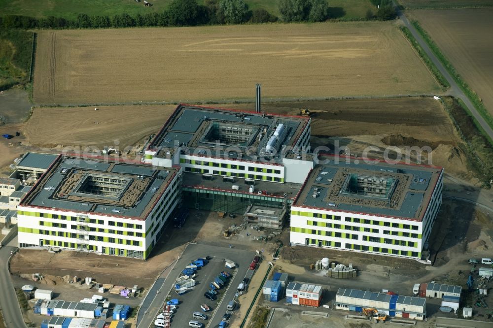 Aerial image Obernkirchen - Construction site on the hospital grounds to build a new hospital for the total Schaumburg district of Upper churches in Lower Saxony