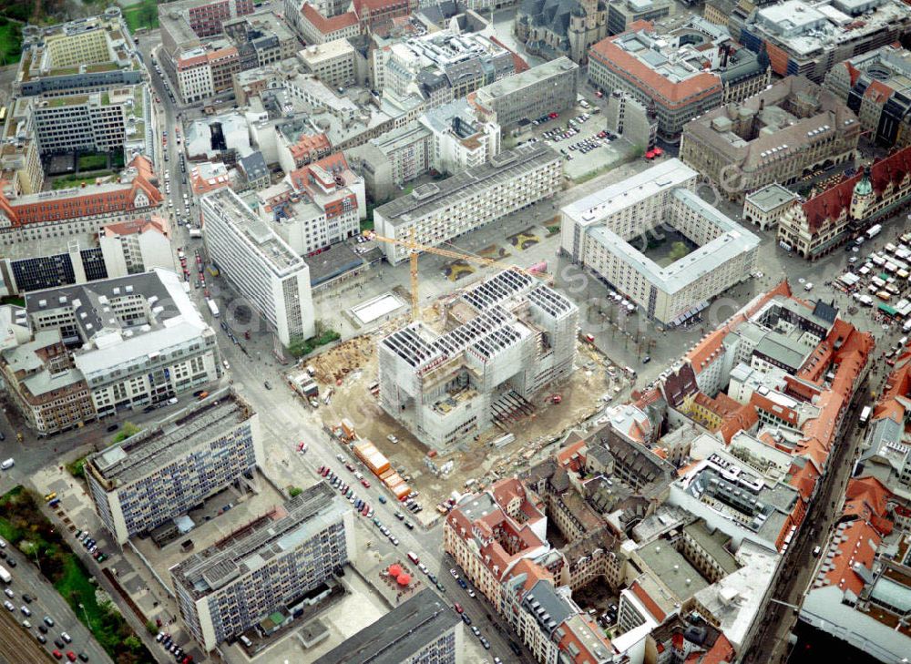 Leipzig / Sachsen from above - Baustelle am Leipziger Marktplatz.