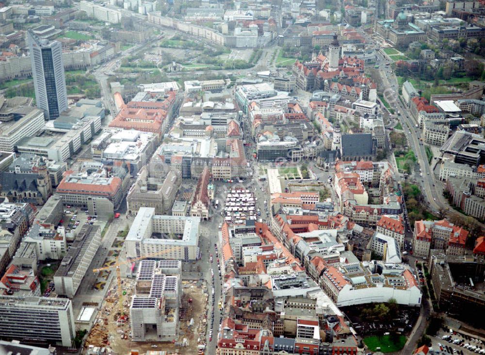 Leipzig / Sachsen from the bird's eye view: Baustelle am Leipziger Marktplatz.